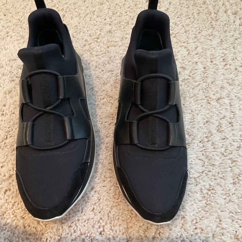 Hermès black leather and fabric sneakers